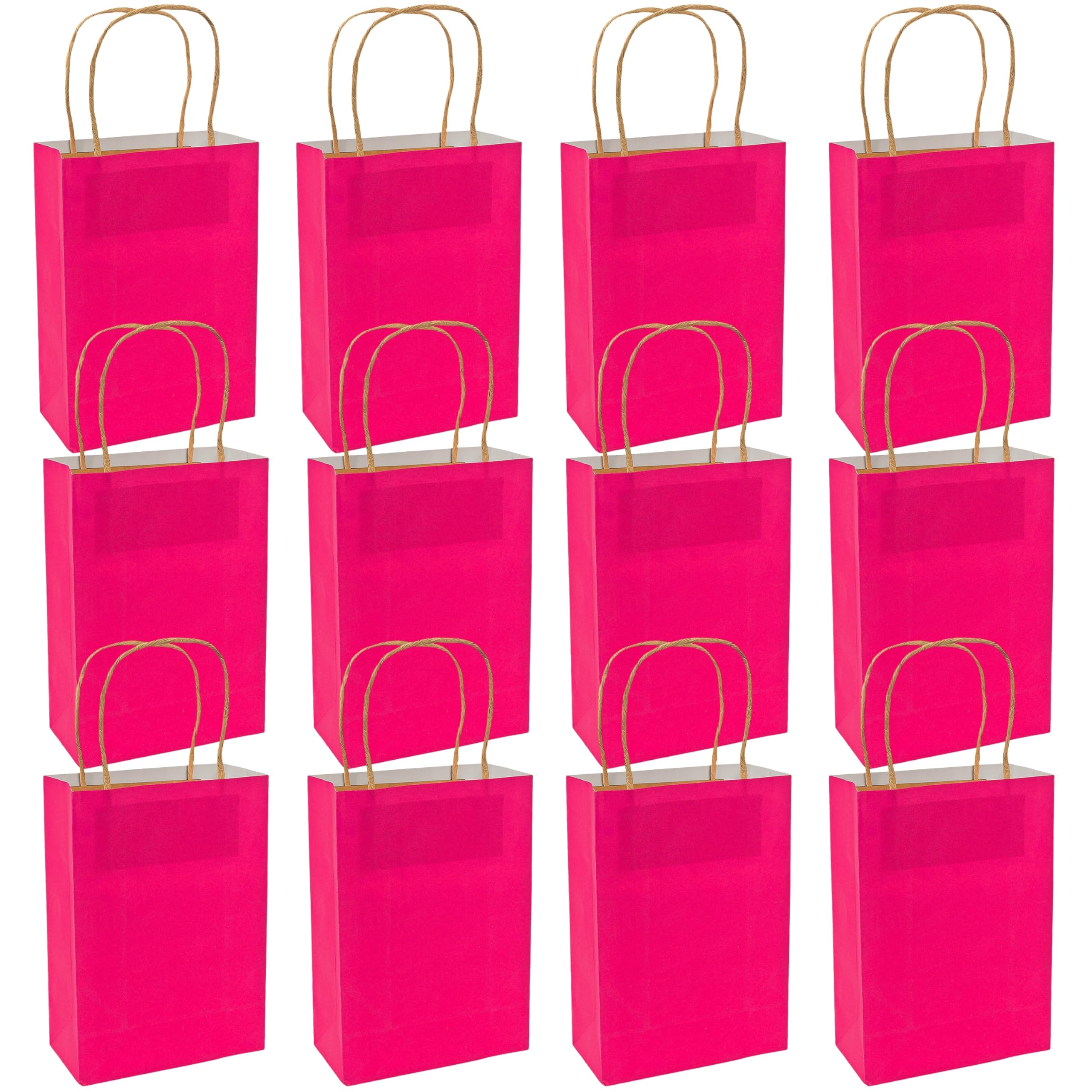 12 Pack Medium Hot Pink Craft Bags - Premium Gift Wrap, Party Favors & Goody Bags for Birthdays, Baby Showers & DIY Crafts - Perfect for Party Decorations, Gift Packaging & Craft Projects