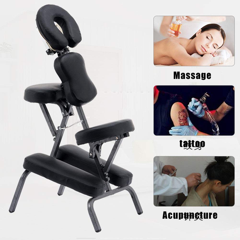 Besay Portable Tattoo Spa Massage Chair - Foldable PU Leather Pad for Home & Salon Use - Space Saving Design for Relaxation & Tattoo Sessions