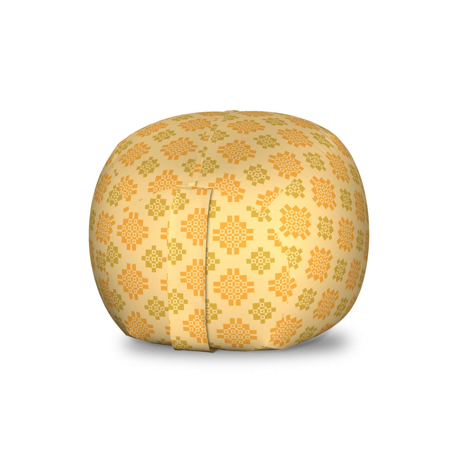 Ambesonne Abstract Toy Storage Bag Chair - Geometric Pattern with Squares, Rectangles & Dots - Washable Stuffed Animal Organizer for Kids Room - Small Size Pale Orange - Perfect for Playroom, Bedroom or Nursery Organization
