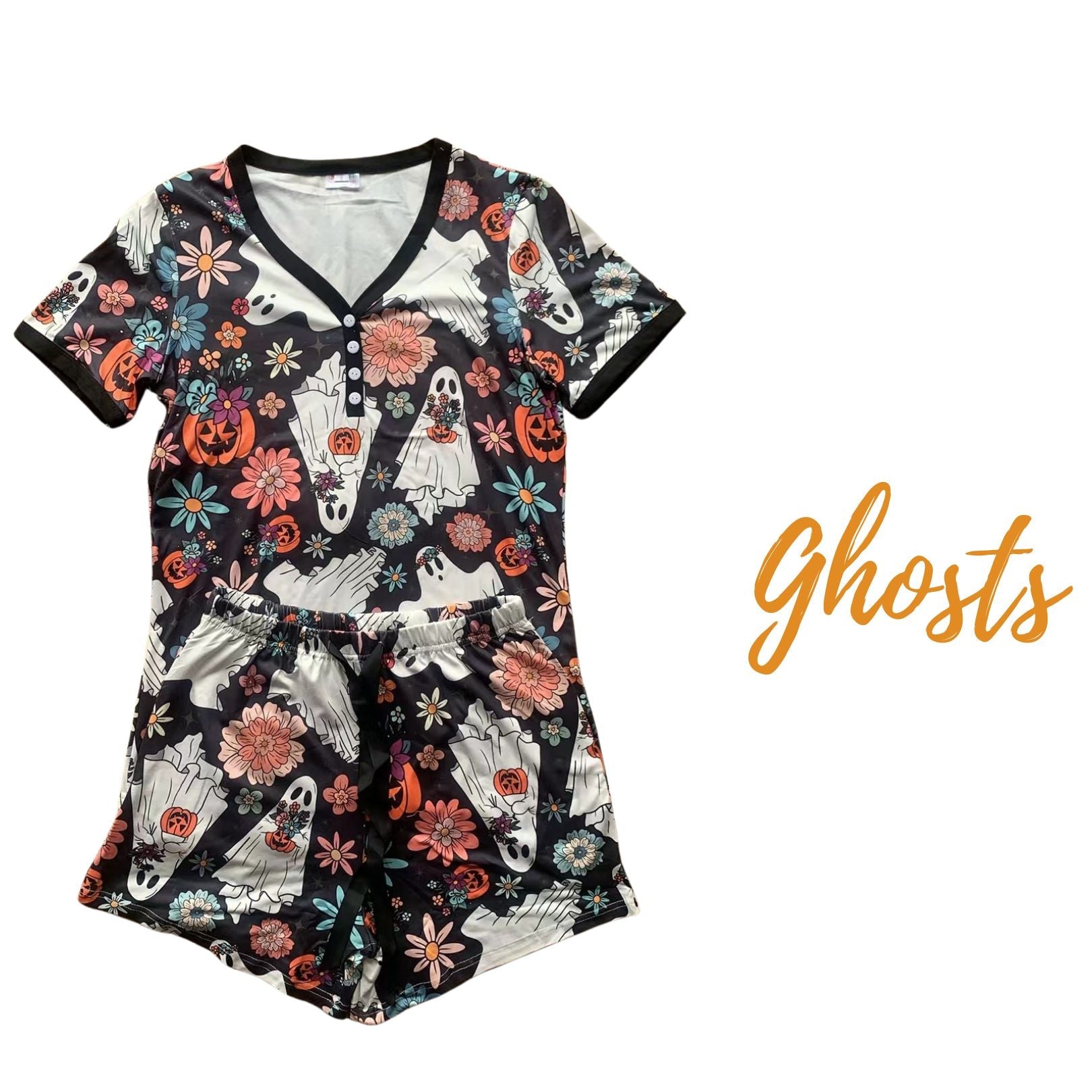 Halloween Pajama Short Set - 5 Cute Print Styles for Women & Kids | Cozy Sleepwear for Halloween Parties & Family Matching Outfits