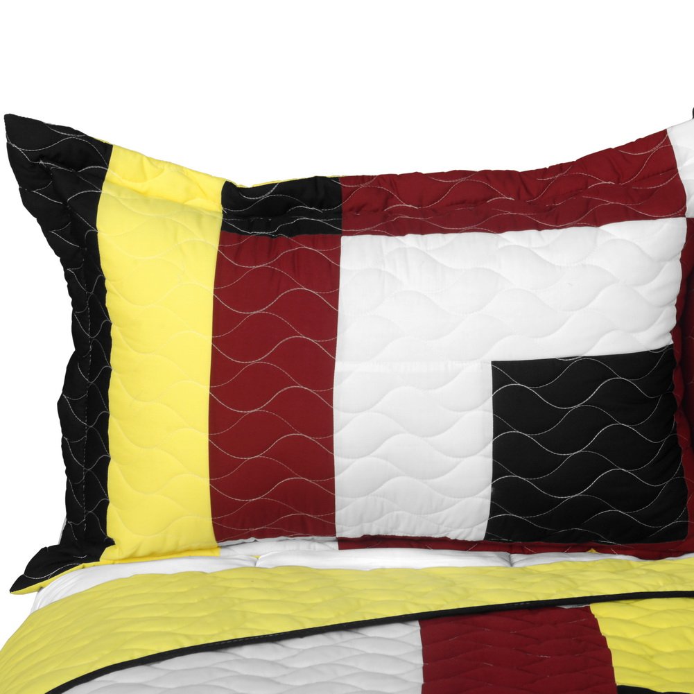 Vermicelli-Quilted Patchwork Quilt Set Full/Queen Size - Soft Bedding for Cozy Nights | Perfect for Master Bedroom, Guest Room & Winter Comfort