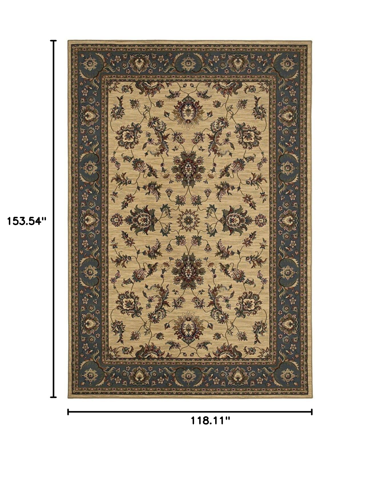 Oriental Weavers Ariana Ivory Blue Persian Rug 10x12.7 Feet Handmade Traditional Area Rug for Living Room Bedroom Dining Room Home Decor