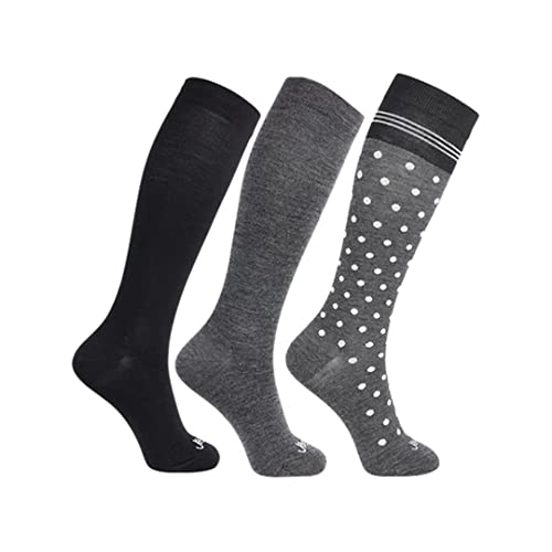 3 Pairs: 1 Black+ 1 Med Grey+ 1 Grey/White Dots