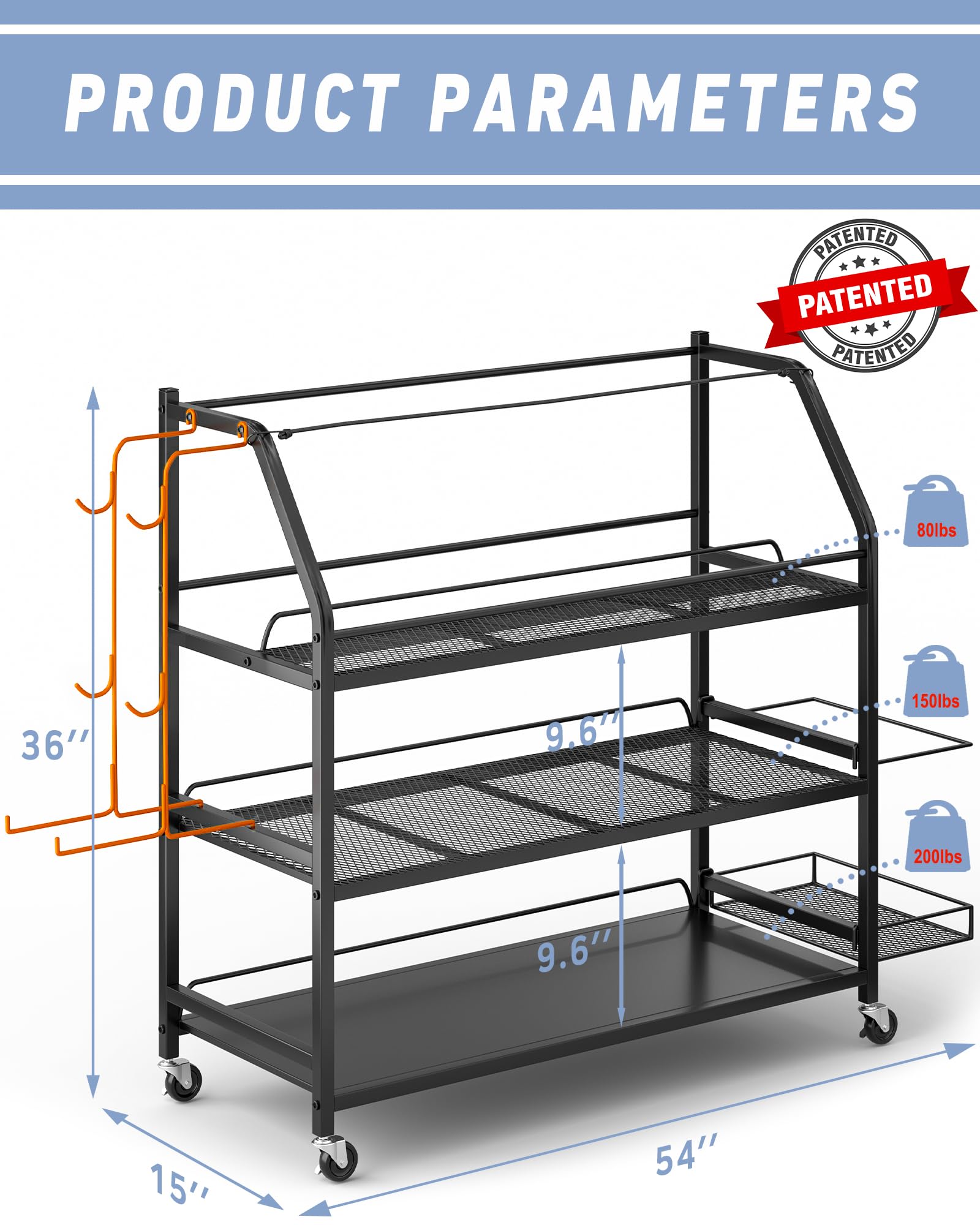 Staransun Adjustable Dumbbell Weight Rack - Heavy Duty Home Gym Storage Organizer with 4 Locking Wheels & Dual-Sided Design - Perfect for Garage, Basement, and Home Workout Spaces