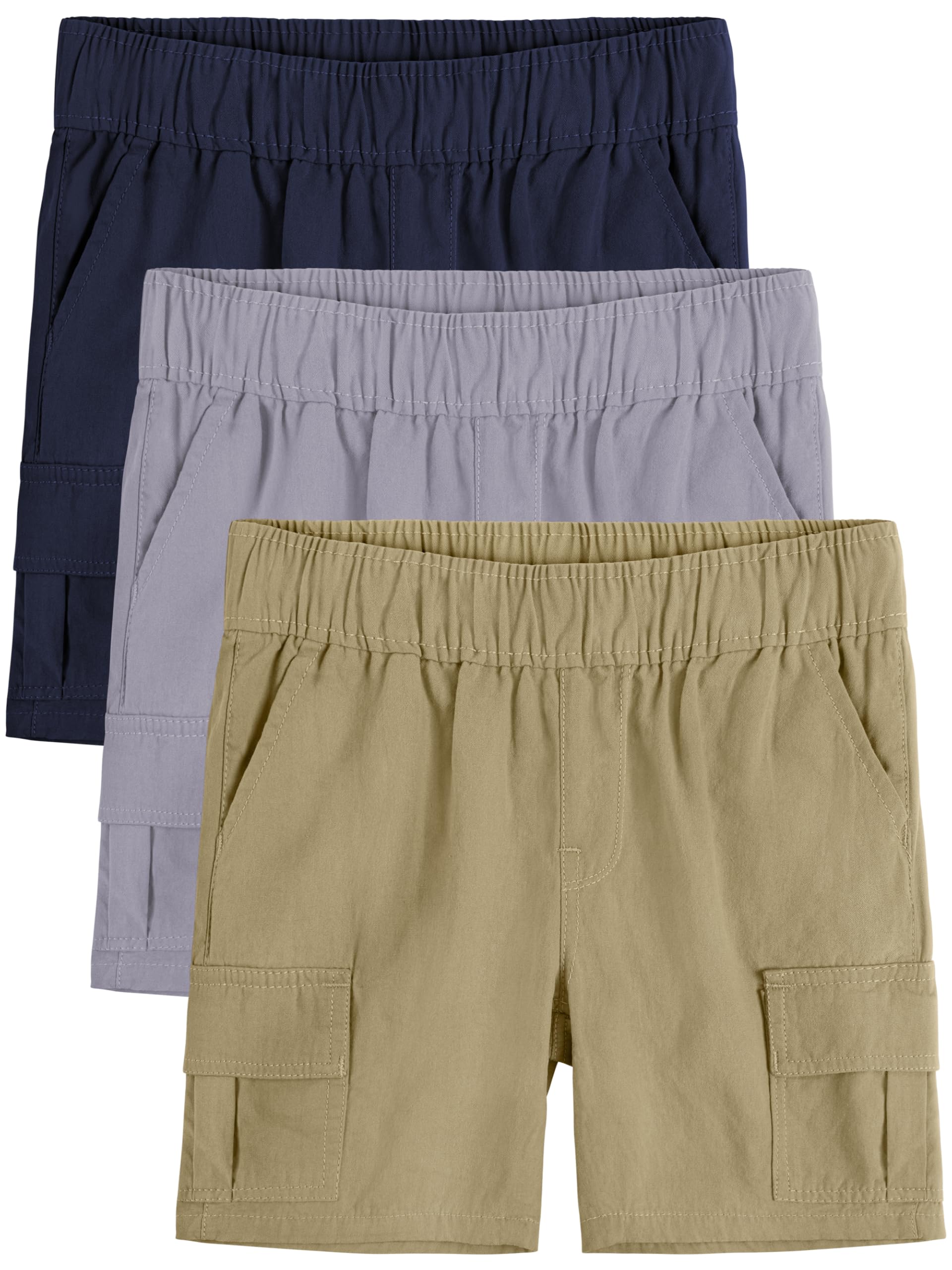 OHD 3 Pack Boys' Uniform Shorts - Classic Fit Cargo Jogger Shorts for Toddler & Kids | School Uniform, Summer Play & Casual Wear