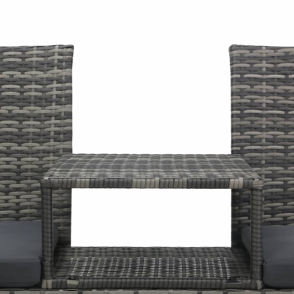 2-Seater Outdoor Garden Sofa Set with Tea Table - Poly Rattan Wicker Bar Furniture in Anthracite - Perfect for Backyards, Porches, Gardens & Poolside Relaxation