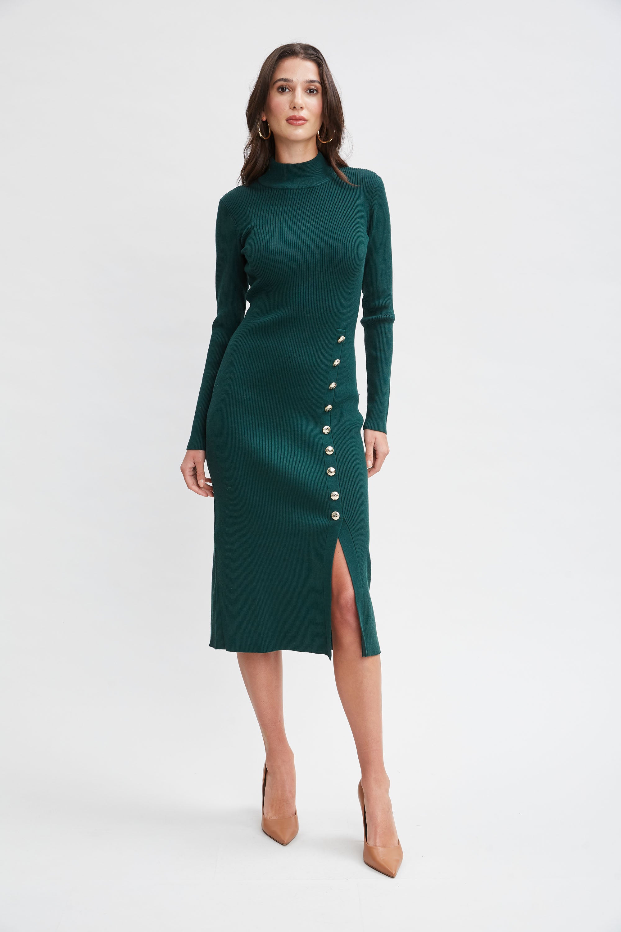 Stylish Button Front Sweater Dress for Women - Cozy Knit Pullover Tunic for Fall & Winter - Perfect for Office, Dates, and Casual Outings