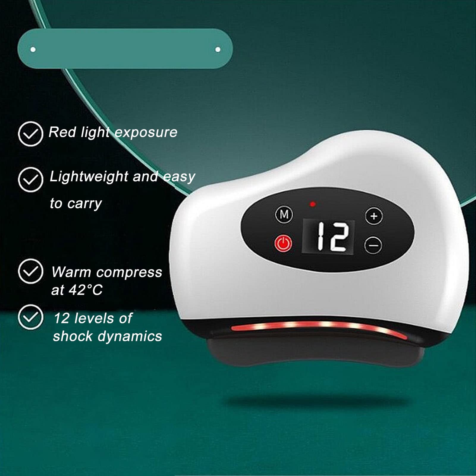 Electric Gua Sha Massager with 12 Vibration & Heating Modes - Constant Temperature Skin Care Tool for Face & Body Massage - Perfect for Relaxation, Lymphatic Drainage & Anti-Aging (White)