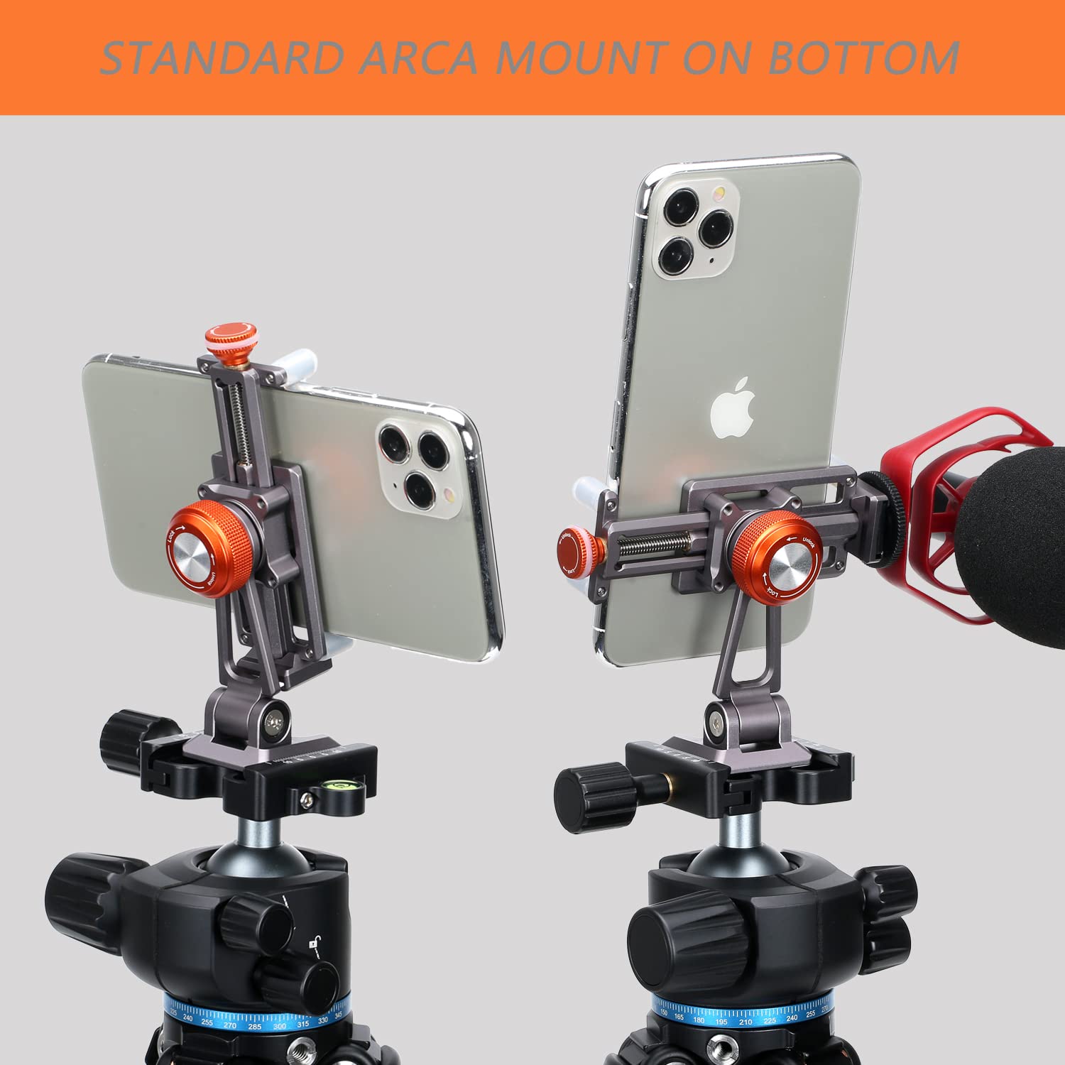 Metal Phone Tripod Mount with Cold Shoe - Universal Smartphone Stand Holder Clamp Compatible with iPhone 6/7/8/11/12/13 Pro & Samsung Galaxy - Perfect for Vlogging, Live Streaming, Photography & Video Recording