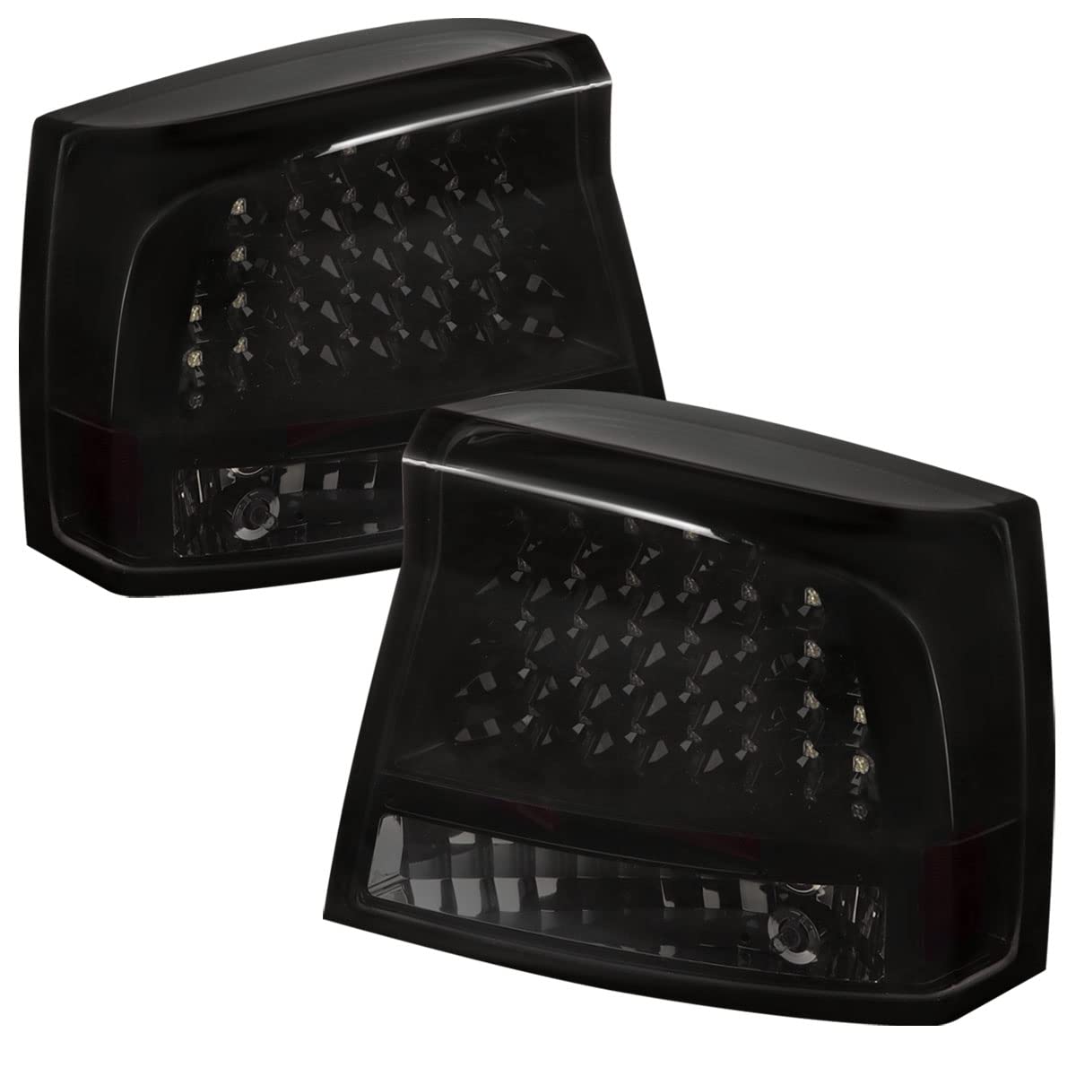 05-10 Dodge Charger LED Tail Lights - Glossy Black Smoke Tinted Brake Lamps Pair | Enhanced Visibility & Style for Night Driving & Car Customization