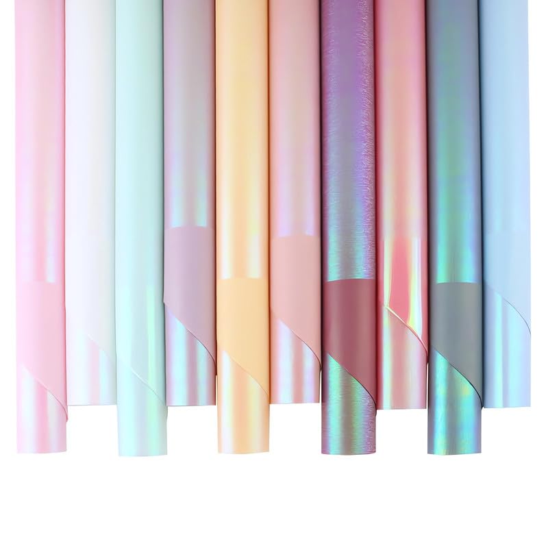 MLSG 20 Sheets Waterproof Floral Wrapping Paper - Bouquet Gift Wrap for Wedding, Birthday, DIY Crafts | Premium Florist Supplies Packaging Paper (Aqua Pink) - Perfect for Gift Boxes, Party Decor & Special Occasions