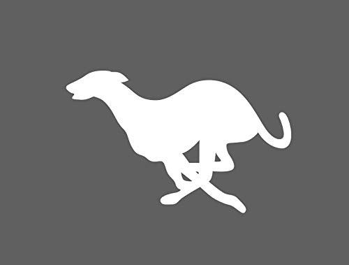 Greyhound Running Decal Sticker for Dog Lovers - Adopt, Rescue, Shelter Support - Perfect for Trucks, SUVs, Laptops, Cars, and Home Decor (White, 5.5 inches)