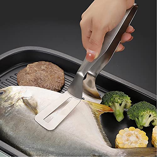 Premium Stainless Steel BBQ Tongs with Teeth - Heavy Duty Grill Spatula Turner for Steak, Fish, Pizza & Meats - Perfect for Outdoor Grilling, Camping & Kitchen Cooking Utensil Set