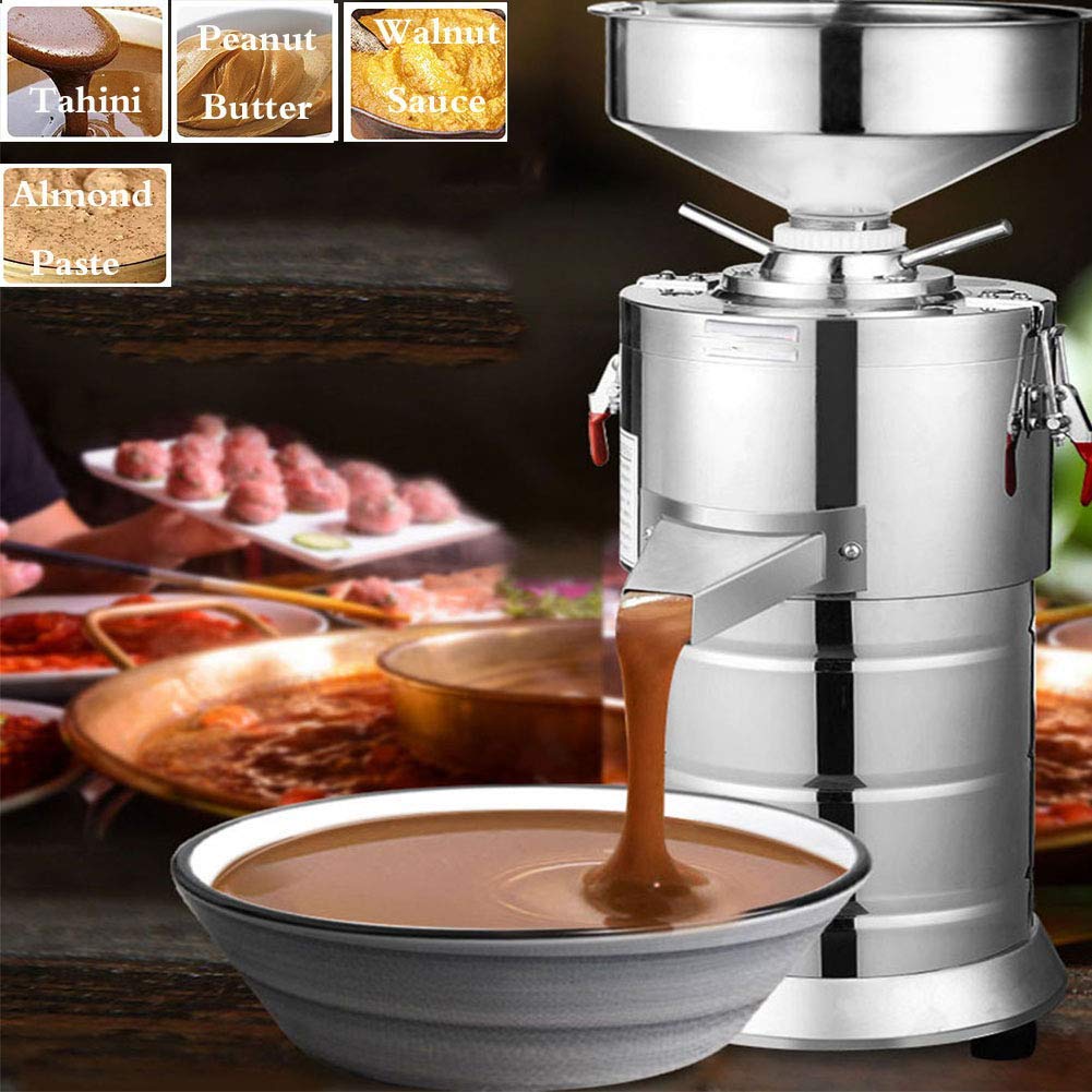 220V/110V Commercial Electric Peanut Butter Grinder Machine - 1100W Heavy Duty Stainless Steel Nut Butter Maker for Almond, Cashew, Walnut & Sesame - Ideal for Restaurants, Bakeries, Home Kitchens & Healthy Snack Shops - Make Fresh Organic Spreads & Dips