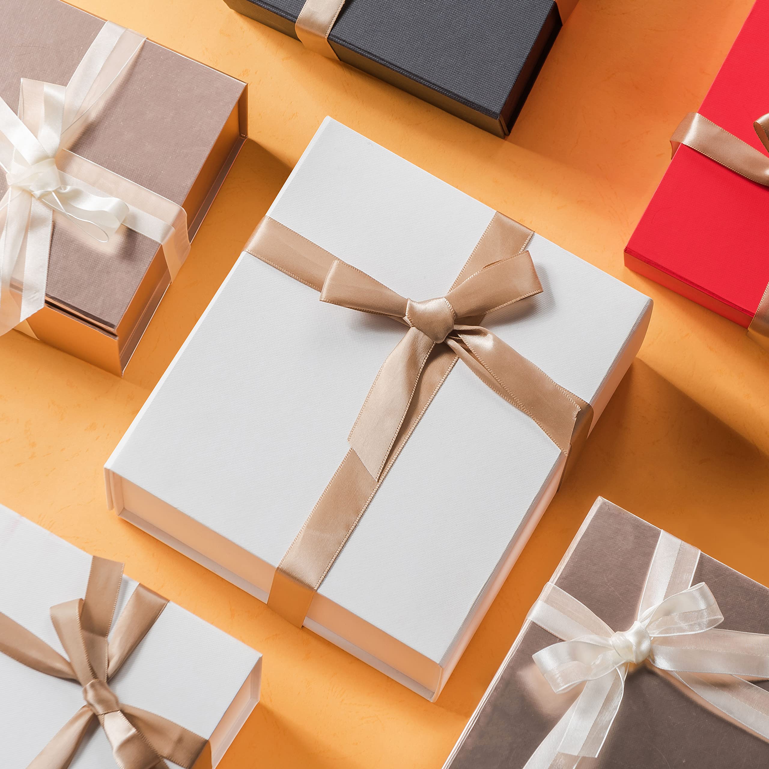 Christmas Gift Box Set with Lids - 5 Pack White Gift Boxes (13x10x4.7in) for Wedding & Anniversary Gifts