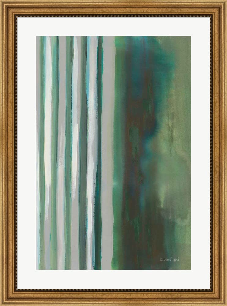 Danhui NAI 'Study in Green I' Framed Art Print - 27 x 36 Inches with Wide Gold Frame - Elegant Wall Decor for Living Room, Bedroom & Office