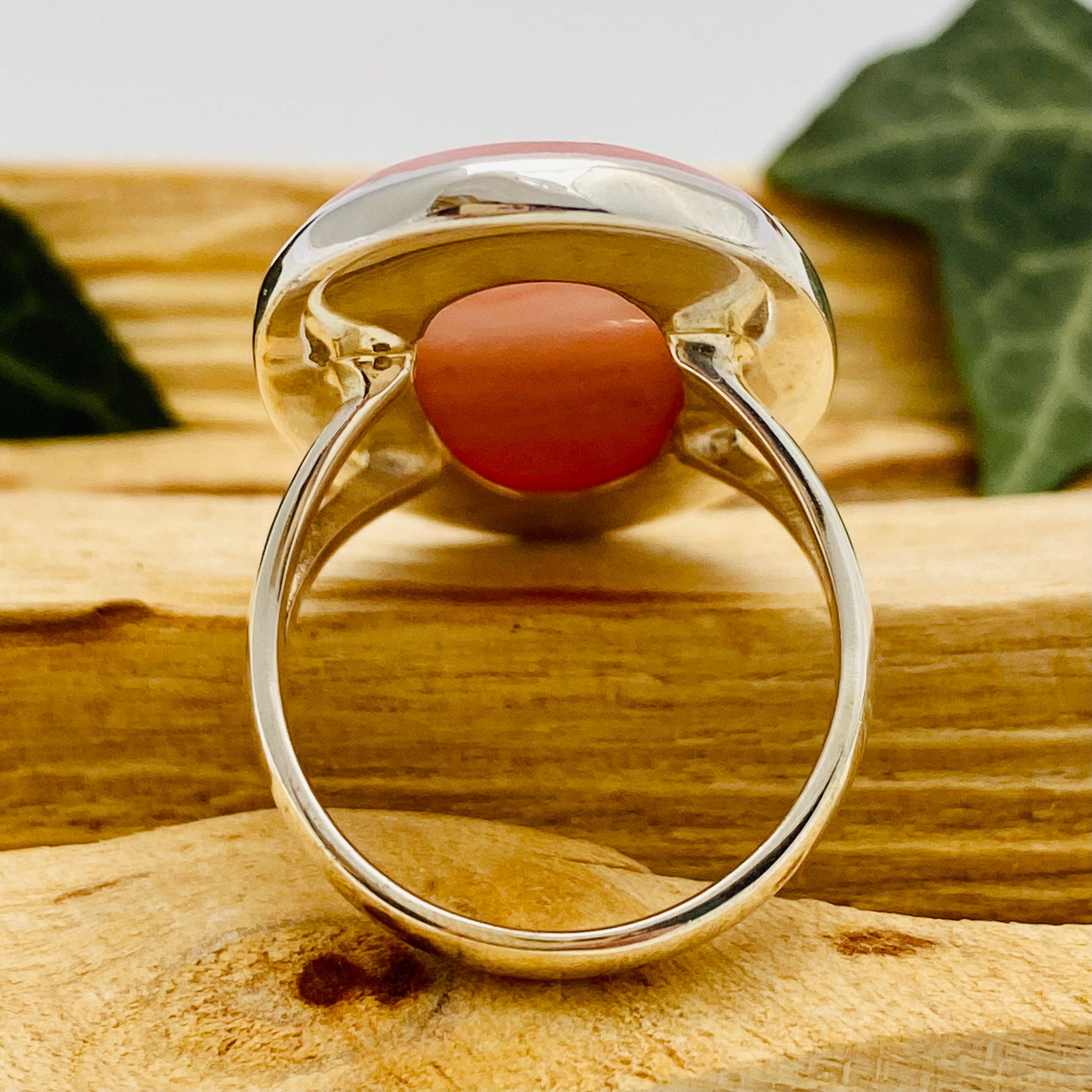 Pink Opal Oval Cabochon Ring with Split Band - Size 11 - KRGJ1597 | Elegant Jewelry for Women, Perfect for Weddings, Parties & Everyday Wear