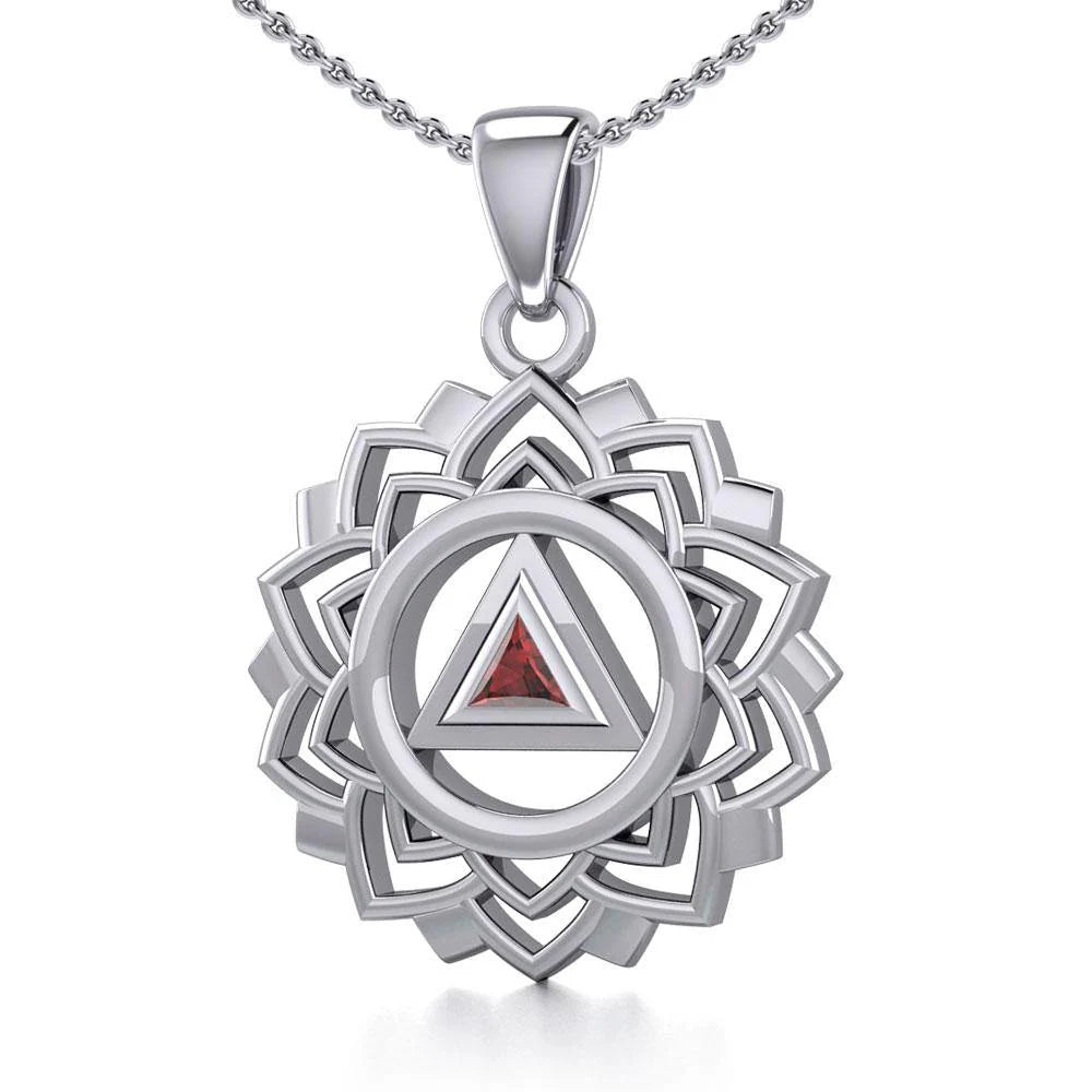 7 Chakra Healing Pendant with Recovery Gemstone Symbols - Sterling Silver Necklace for Meditation & Energy Balance | TPD5307
