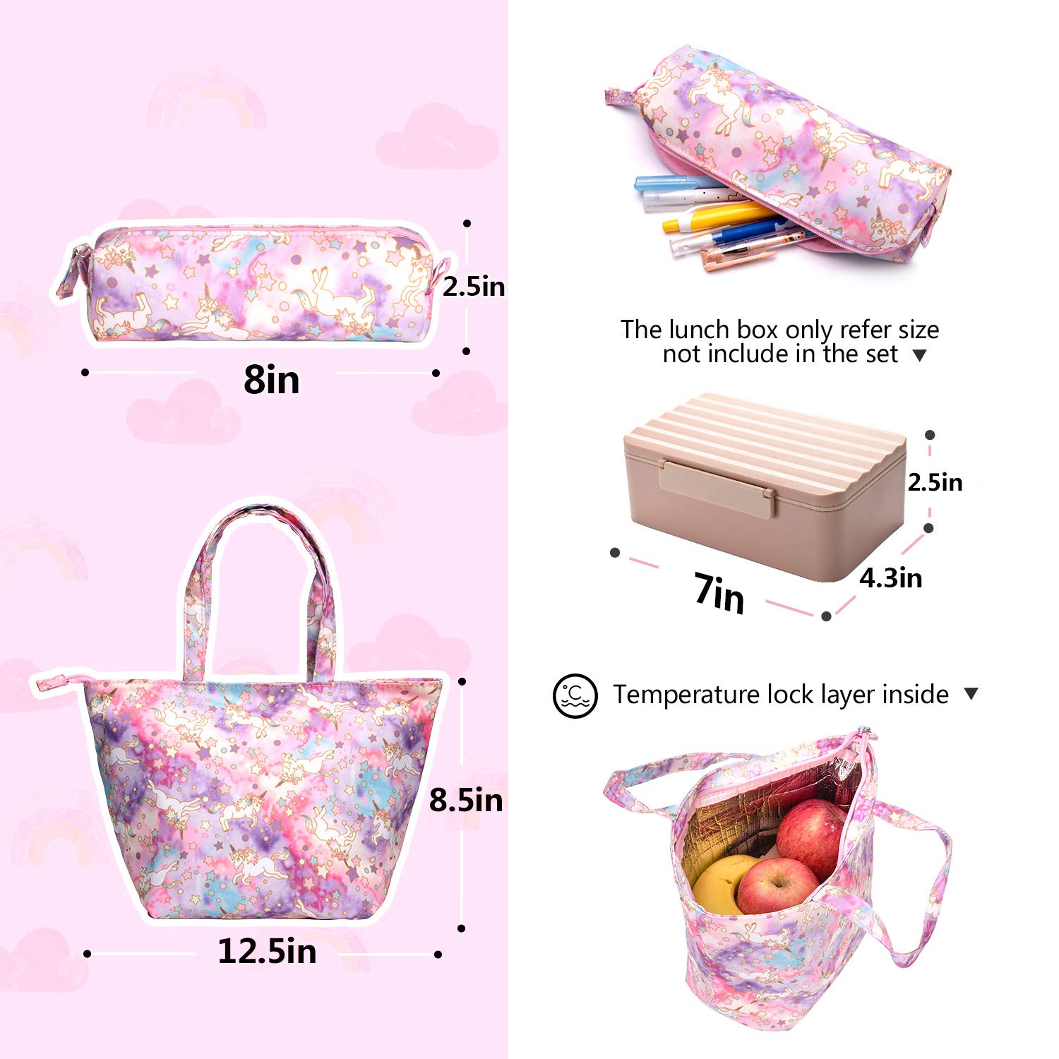 Stylish Girls Backpack with Insulated Lunch Box - Durable School Backpack for Teen Girls, Cute Backpacks for School, Travel & Daily Use