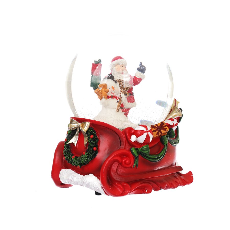 MARKS Snow Globe Music Box with Santa Claus & Snowman - 1137g | Christmas Decoration, Holiday Gift & Home Décor