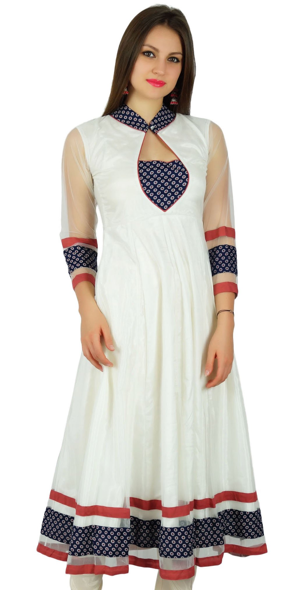 Elegant Bimba Women's Net Anarkali Kurta Kurti Long Maxi Dress for Party & Formal Occasions - Indian Ethnic Wear for Weddings, Festivals & Special Events
