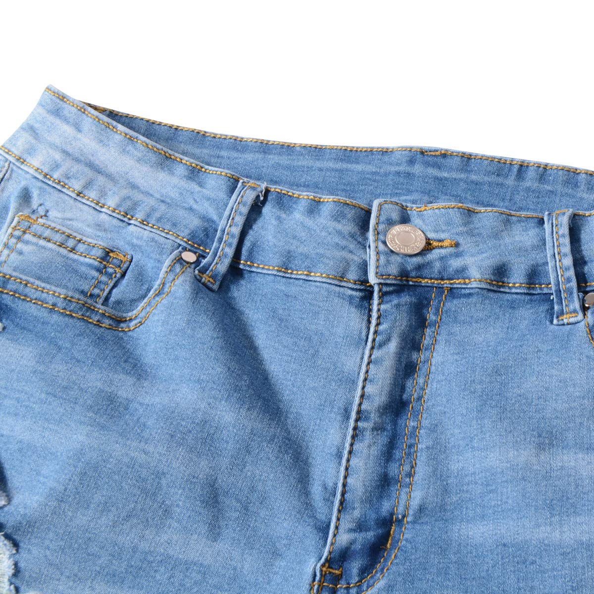 Vanberfia Women's Stretch Denim Mid Rise Jean Shorts with Pockets - Comfortable & Stylish Casual Summer Shorts for Beach, Shopping and Outdoor Activities