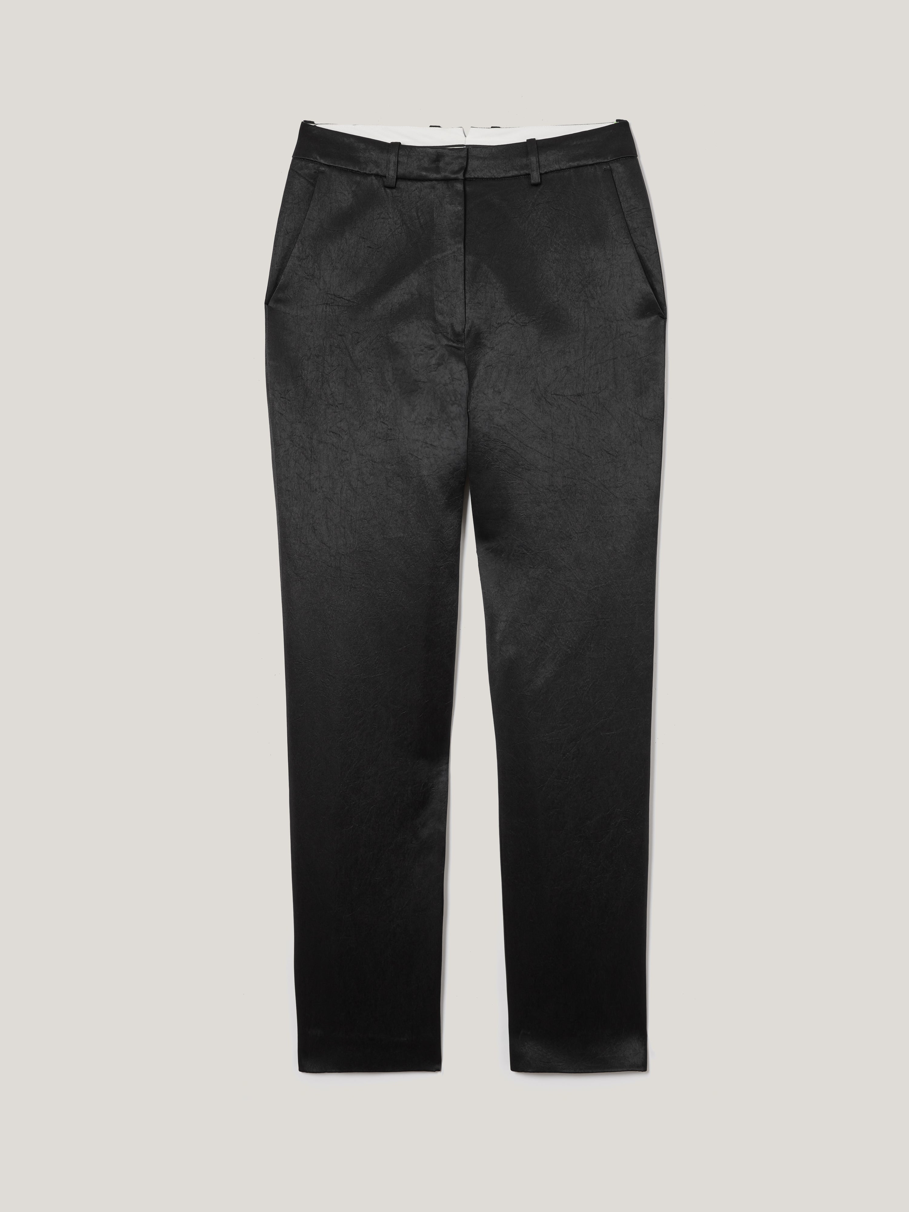 Premium Bonded Satin Dress Pants for Women - Elegant Black Formal Trousers - Perfect for Office Wear, Business Meetings & Special Occasions