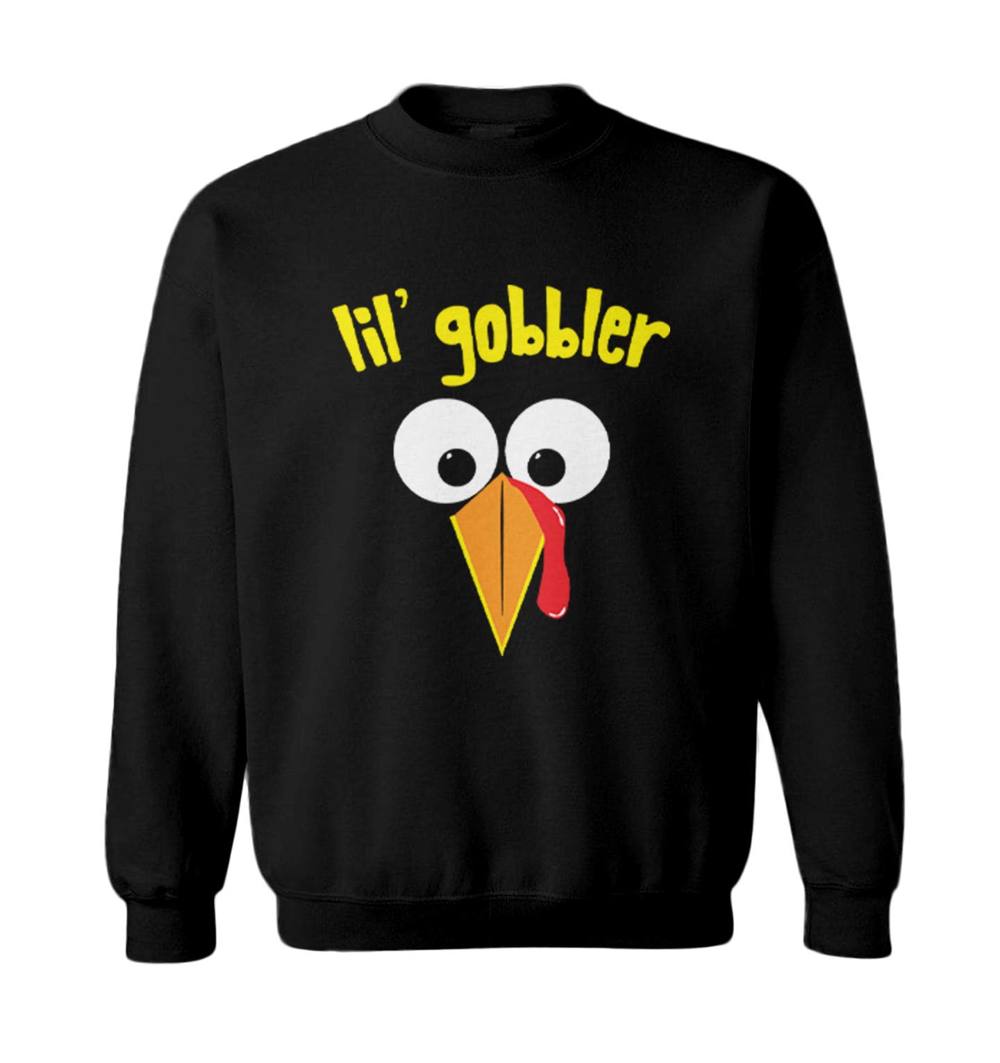 Haase Unlimited Lil' Gobbler Thanksgiving Fleece Crewneck Sweater for Toddlers - Cute Turkey Face Design for Holiday Family Photos & Festive Outfits