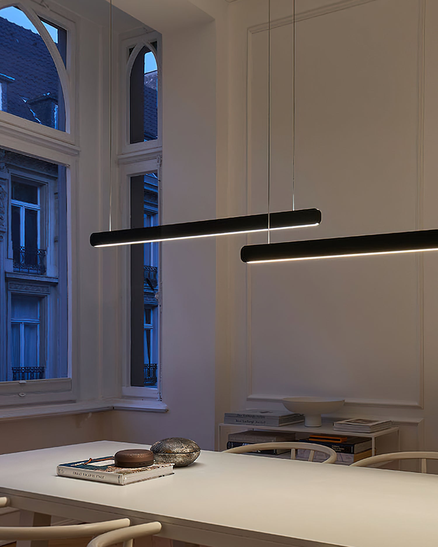Modern Linear Pendant Light - Adjustable LED Hanging Lamp for Kitchen Island, Dining Room & Office - Sleek Minimalist Design with Warm/Cool Lighting Options