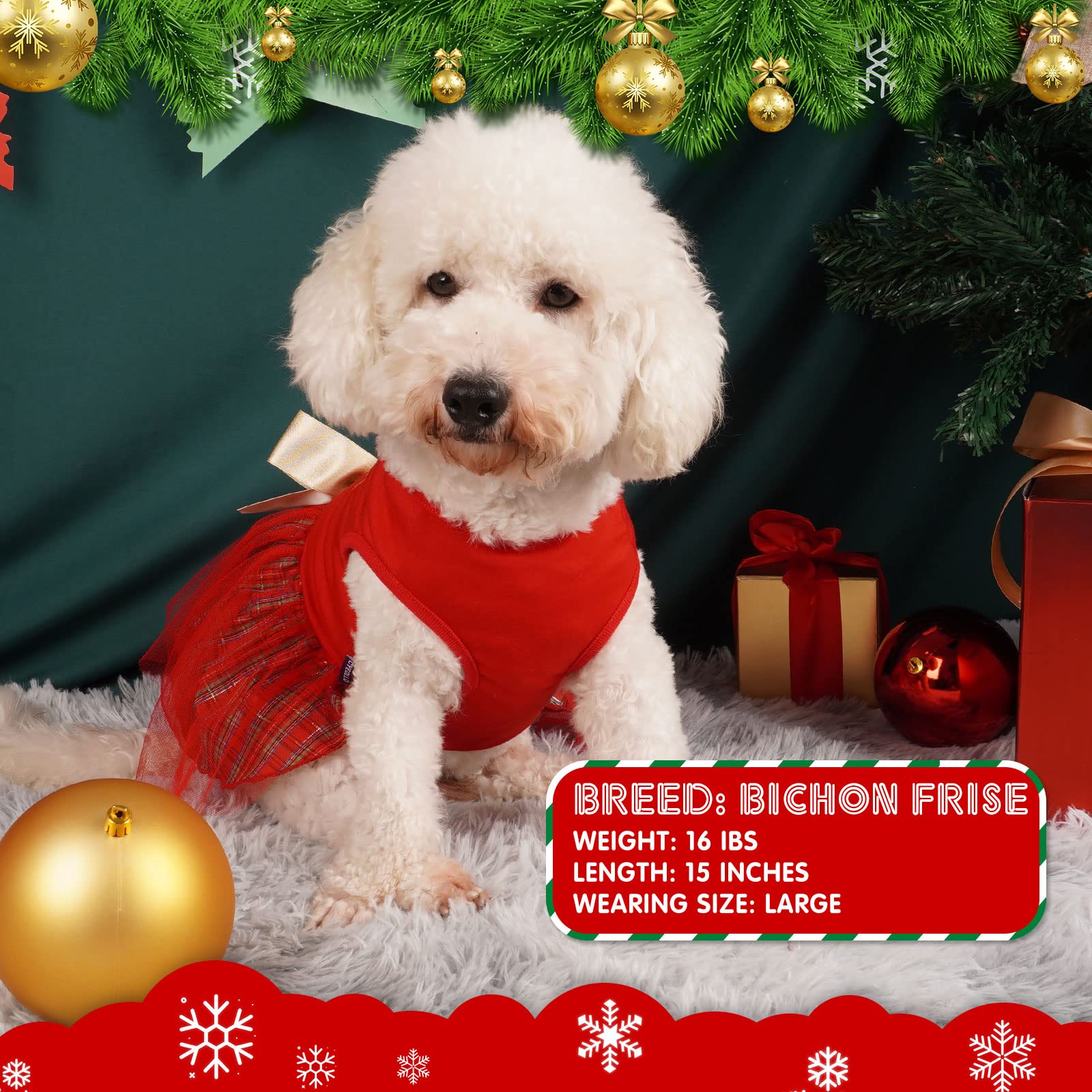 Stylish Plaid Christmas Holiday Dog Dress with Bowtie - Festive Outfits for Small Dogs | Perfect for Holiday Photos, Parties & Family Gatherings