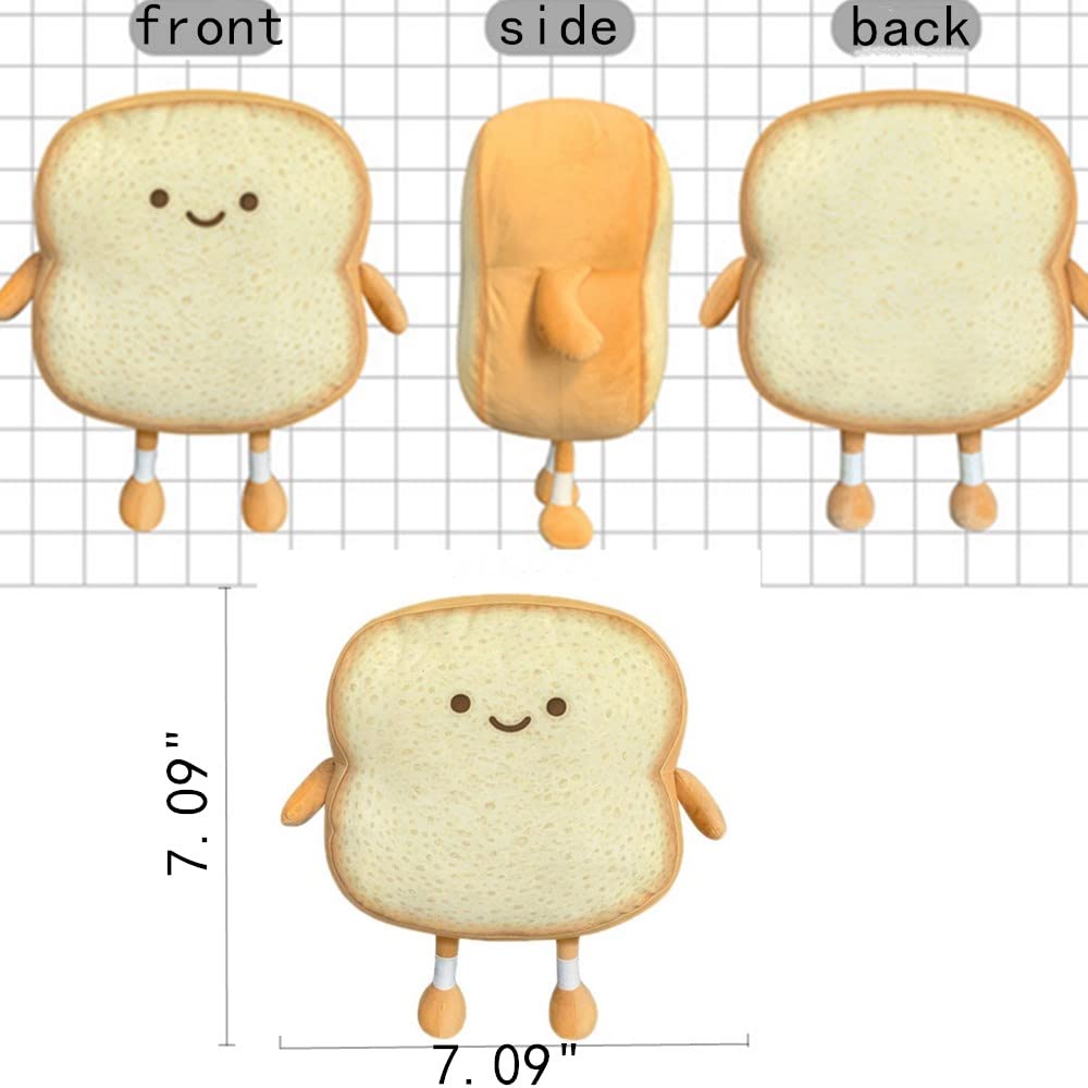 Funny Toast Bread Pillow - Soft Plush Toy Pillow with Facial Expression for Kids & Adults - Perfect Gift for Home, Bedroom & Sofa Decor - Great for Relaxing, Lounging & Playtime