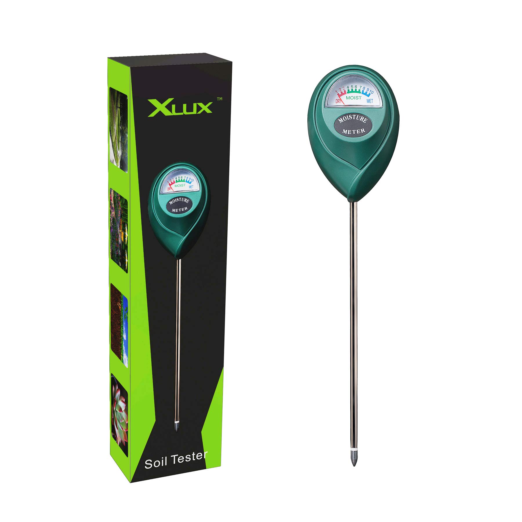 XLUX Soil Moisture Meter - Plant Water Monitor & Hygrometer Sensor for Gardening, Farming | Indoor/Outdoor Use | No Batteries Needed | Perfect for Houseplants, Vegetable Gardens, and Lawn Care