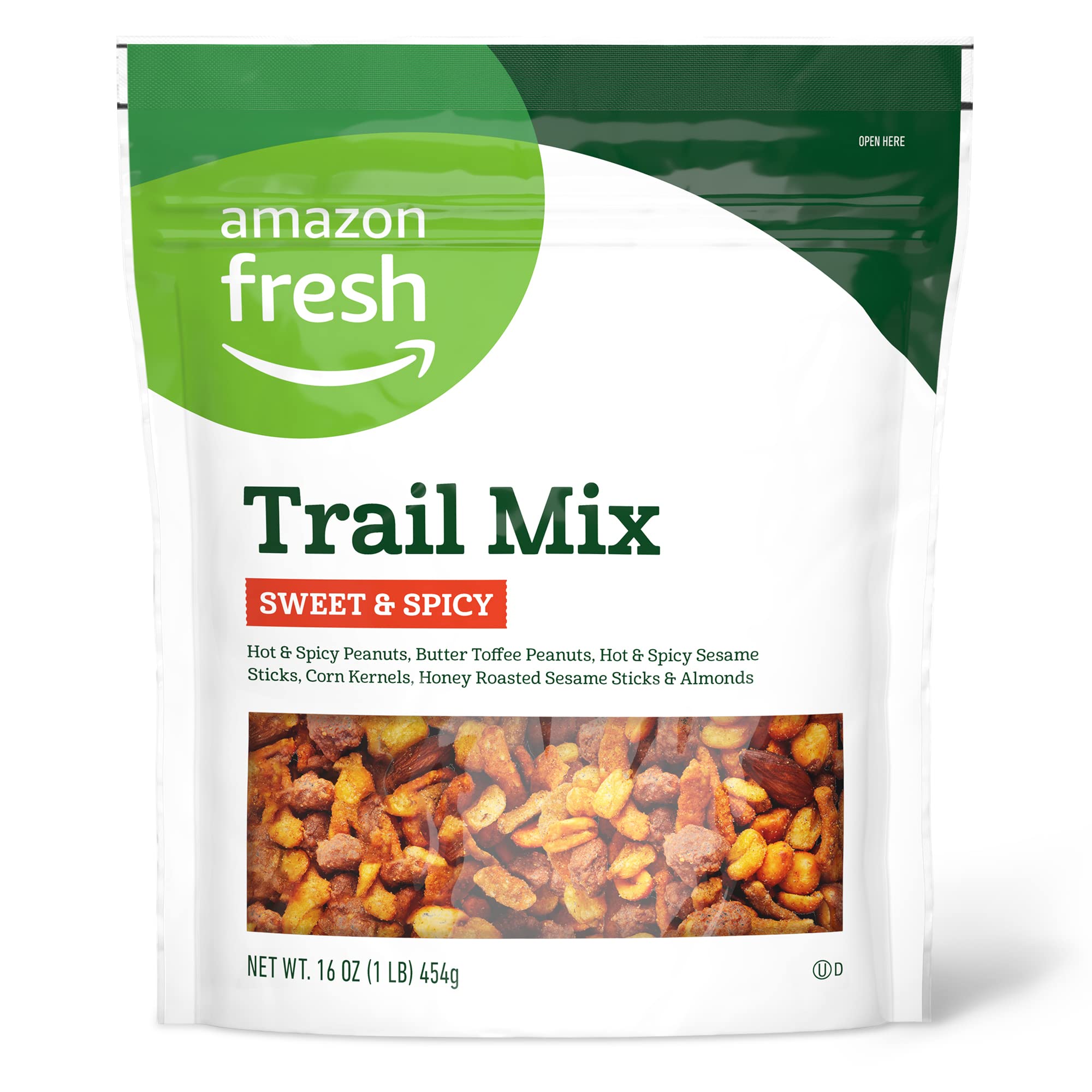 Amazon Fresh Sweet & Spicy Trail Mix - 16oz Healthy Snack for Hiking, Camping & Office Breaks | Gluten-Free Nuts & Dried Fruits Mix
