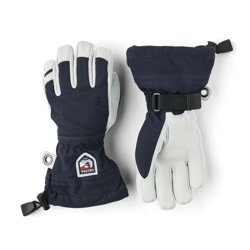 Hestra Army Leather Heli Kids Ski Gloves - Navy (30560 280) | Warm & Durable Winter Gloves for Kids | Perfect for Skiing, Snowboarding & Outdoor Winter Activities