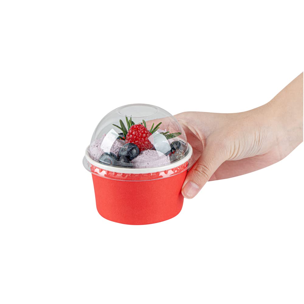 50 Pack Clear Plastic Dome Lids for 5oz Coppetta To-Go Cups - Disposable Dessert Cup Lids - Perfect for Ice Cream, Parfaits & Takeaway Desserts in Restaurants, Cafes & Bakeries