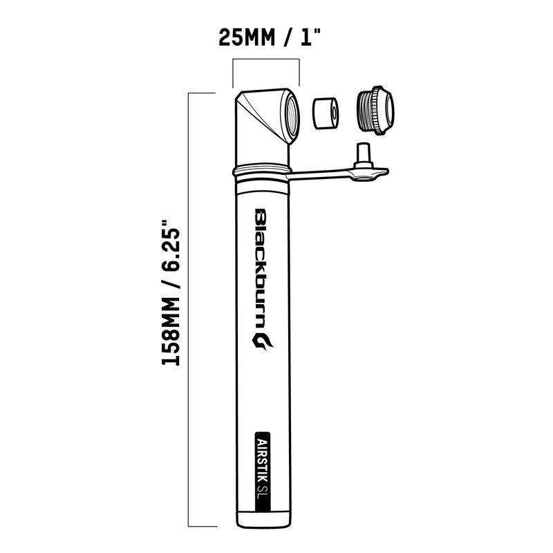Airstik SL Mini Bike Pump - Compact & Portable Bicycle Tire Inflator for Road & Mountain Bikes - Perfect for Cycling, Commuting & Emergency Repairs