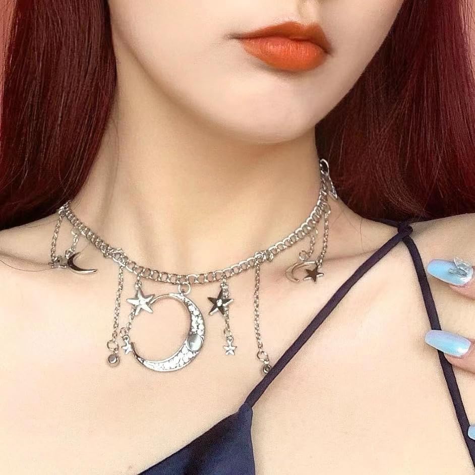 Moon and Star Pendant Necklace for Women - Elegant Celestial Jewelry - Perfect for Date Nights, Gifts & Boho Fashion