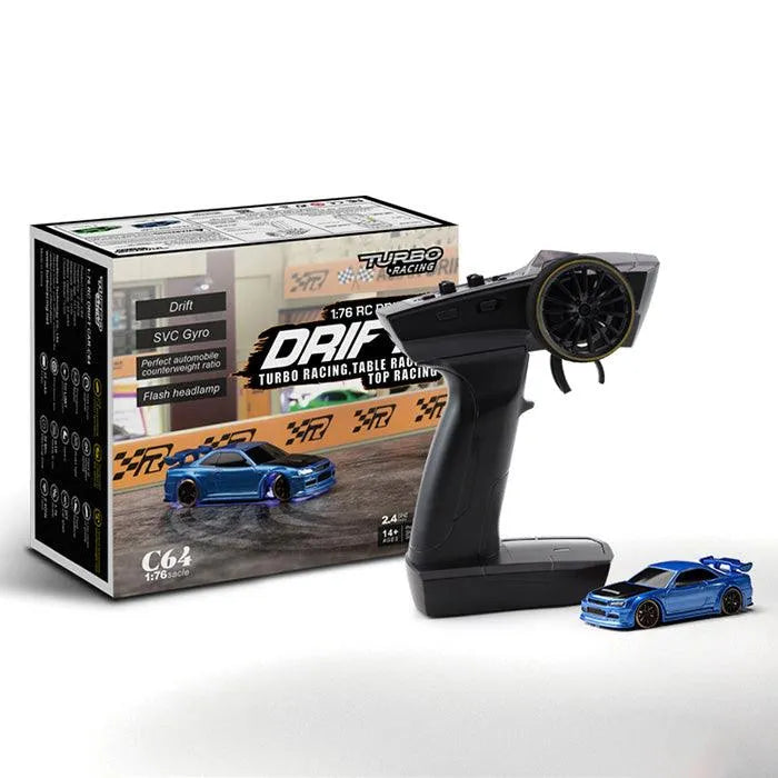 Turbo Racing C61 C62 C63 C64 RC Drift Car 1:76 Scale Mini Remote Control Vehicle with Built-in Gyroscope - Perfect for Indoor Racing, Drift Competitions & Collectors