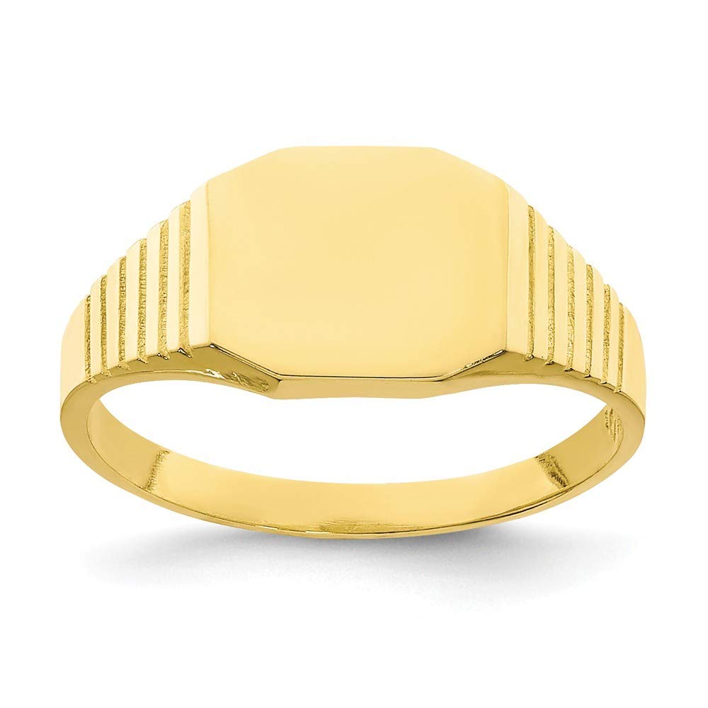 10K Gold Engravable Signet Baby Ring Size 1.50 - Personalized Jewelry Gift for Women, Girls & Newborns - Perfect for Christening, Baptism & Special Occasions