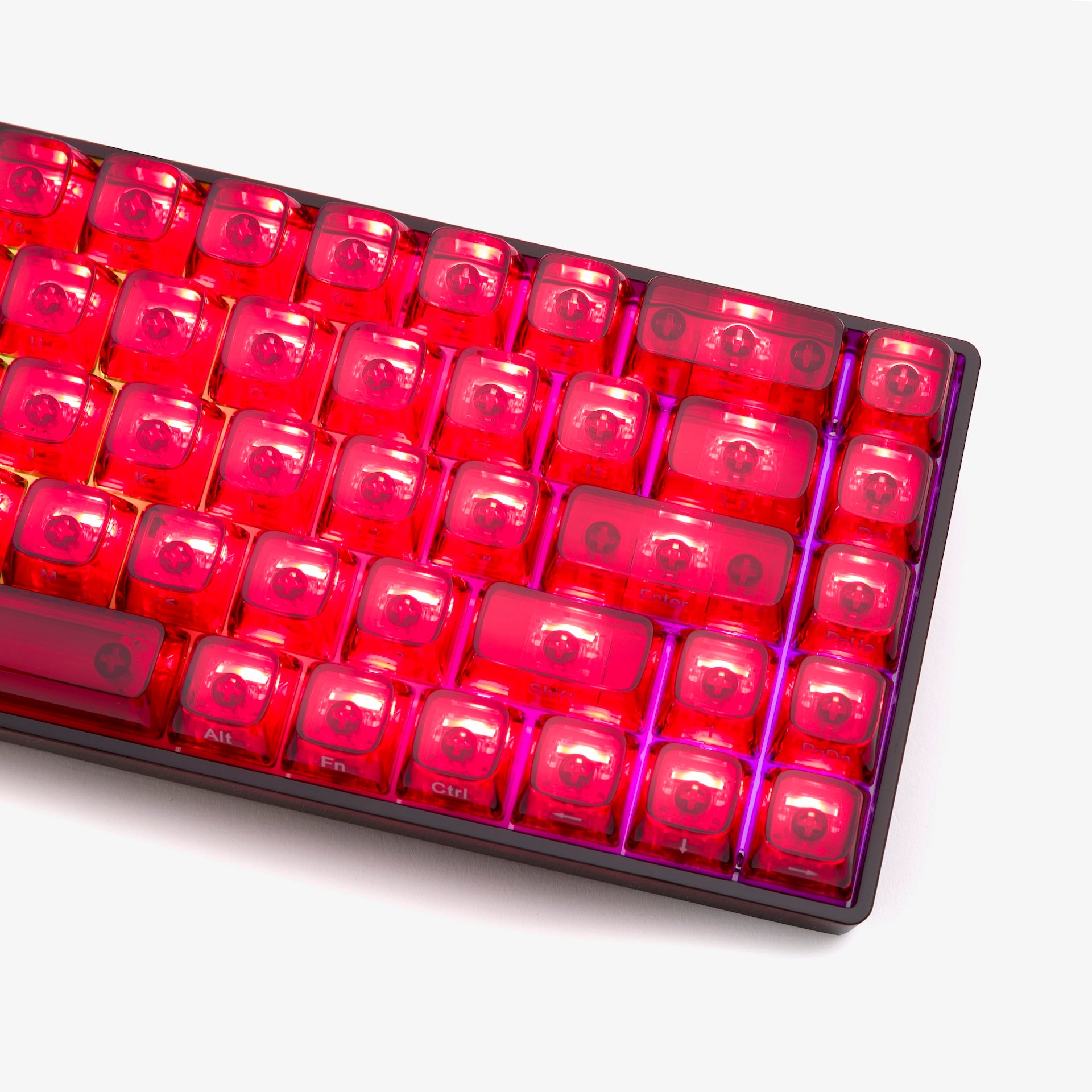 CLEAR RUBY Basecamp 65% Mechanical Keyboard with Silent Glacier Switches - Compact Wired Gaming Keyboard for PC, Mac, Office & Typing Enthusiasts
