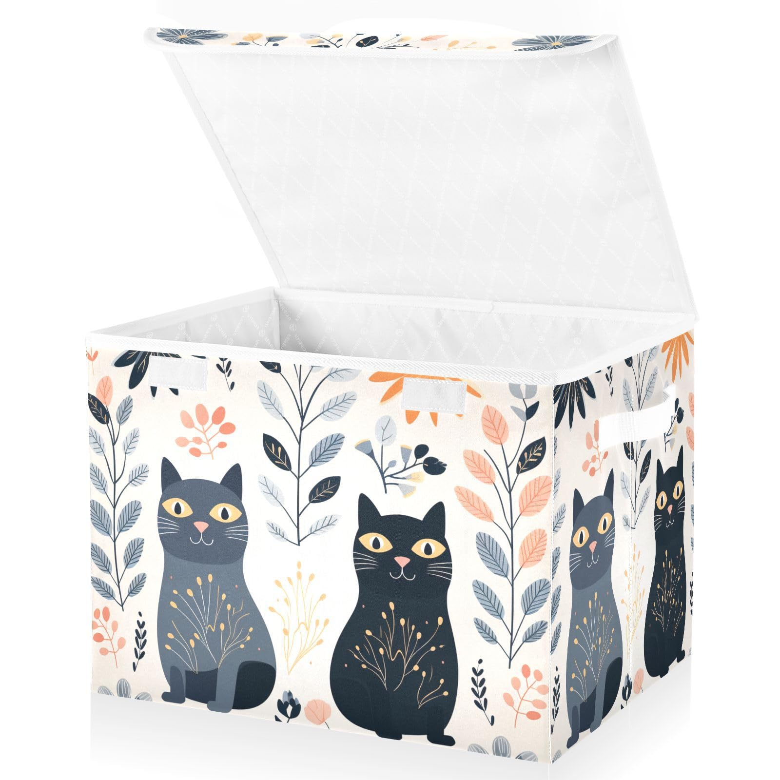 Collapsible Storage Bins with Lids - Cat Pattern Organizing Baskets for Clothes & Home