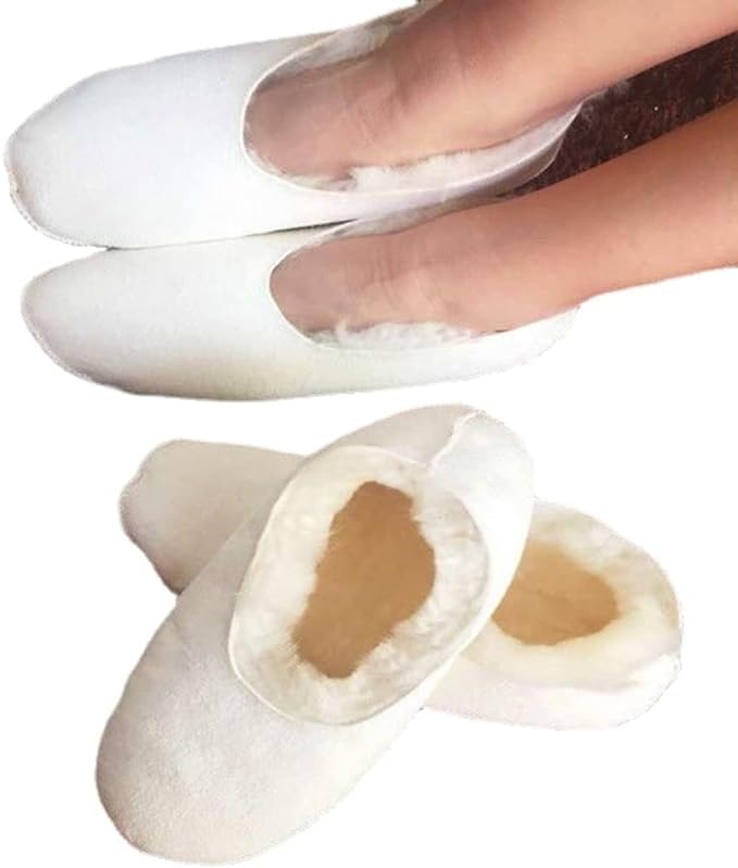 100% Natural Sheepskin Warm Socks for Farm Boots - Cozy Winter House Slippers for Indoor Comfort & Outdoor Wear