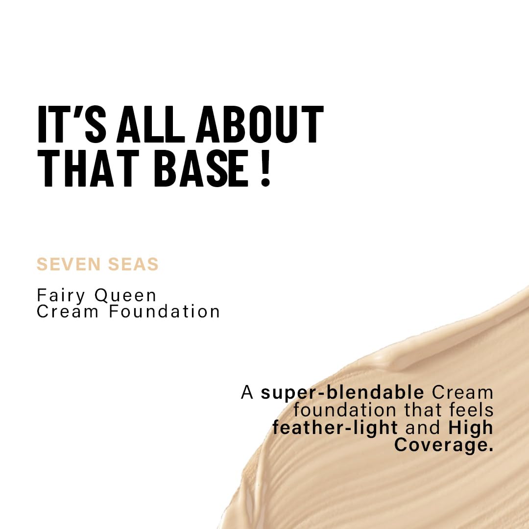 Seven Seas Natural Matte Cream Foundation - Long Lasting, Weightless Full Coverage Makeup | Oil-Free, Waterproof Foundation 40g (Ivory Rose) | Perfect for Daily Wear, Special Occasions & Oily Skin Types