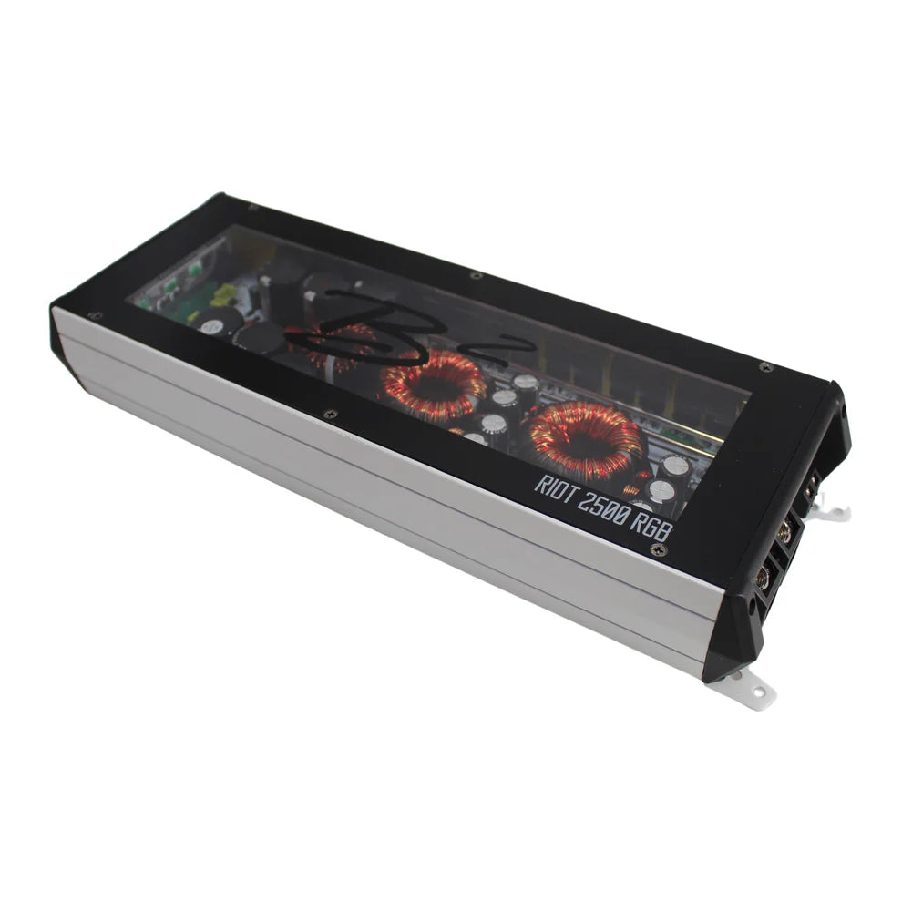 B2 Audio RIOT Series 2500W 1 Ohm Class D Monoblock Car Amplifier with RGB LED Lights - Powerful Bass Boost for Car Audio Systems, Subwoofers, and Custom Vehicle Stereo Installations