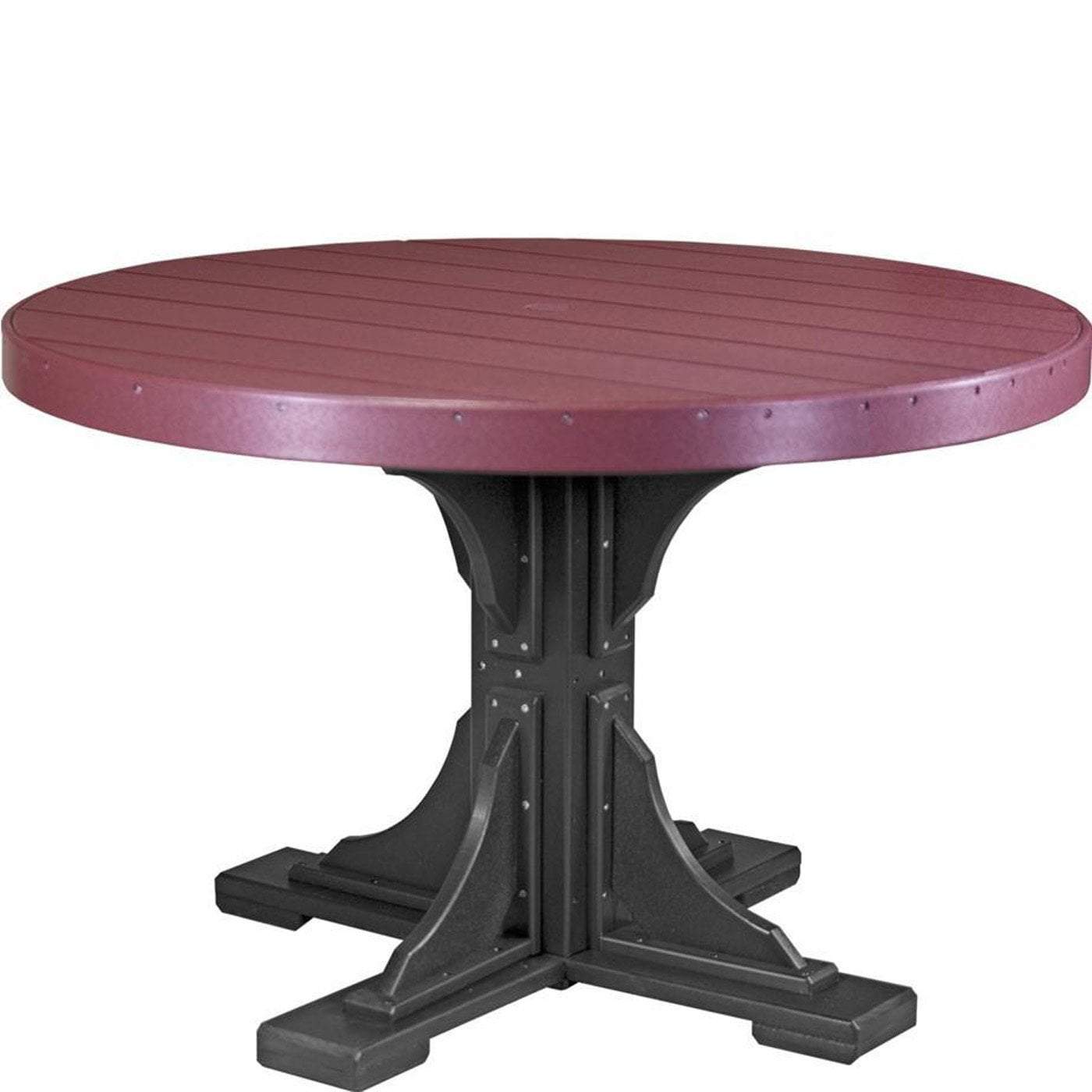 LuxCraft 4-Foot Round Recycled Plastic Outdoor Table with Built-in Cup Holder - Perfect for Patio, Garden, and Backyard Gatherings