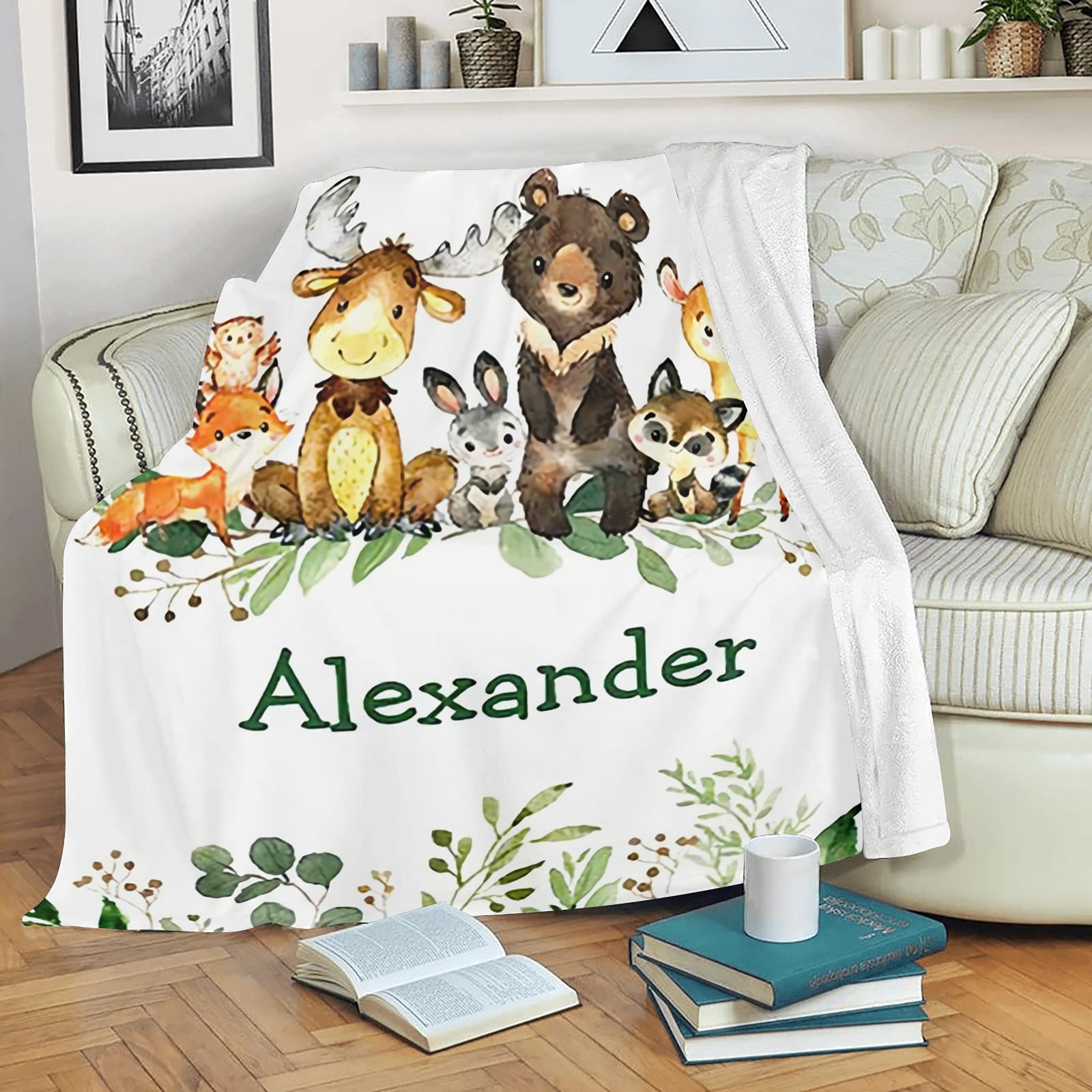 Personalized Baby Blanket with Name & Animals - Custom Soft Blankets for Newborns | Baby Shower Gift for Boys & Girls | Nursery Decor & Neutral Baby Essentials | Perfect for Cuddling, Swaddling & Nursery Decorations