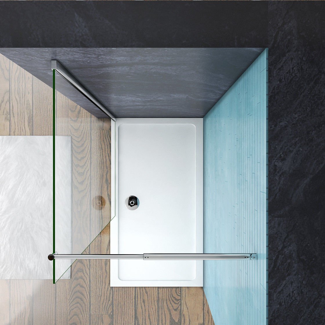 8mm Easy-Clean Nano Glass Walk-In Shower Screen 120x200cm with Stabilizing Bar - F123 | Frameless Bathroom Divider for Modern Home & Spa-Like Experience
