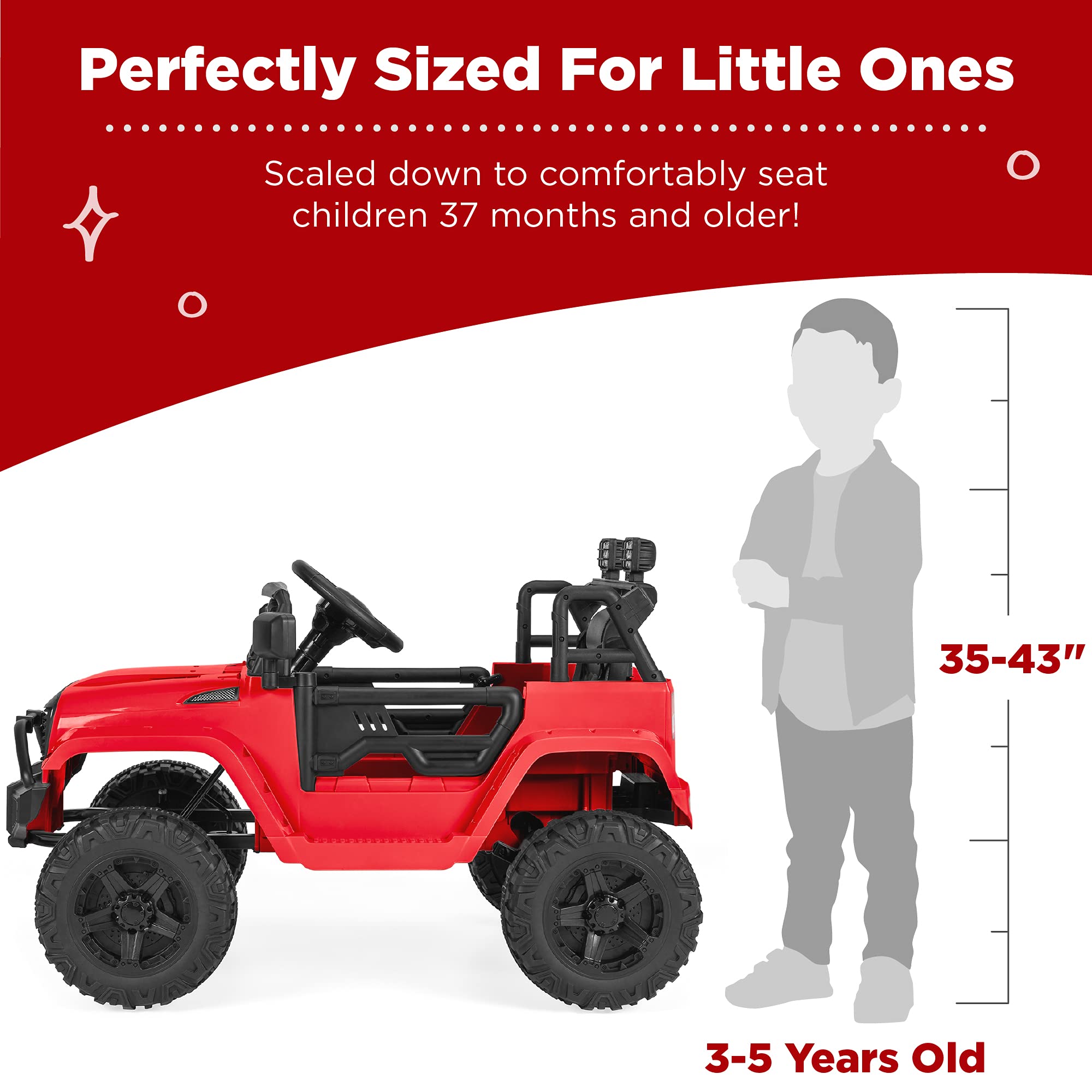 Best Choice Products 12V Kids Ride On Truck Car with Parent Remote Control, Spring Suspension, LED Lights & AUX Port - Red Electric Toy Vehicle for Boys & Girls | Perfect for Birthday Gifts, Outdoor Play & Backyard Fun