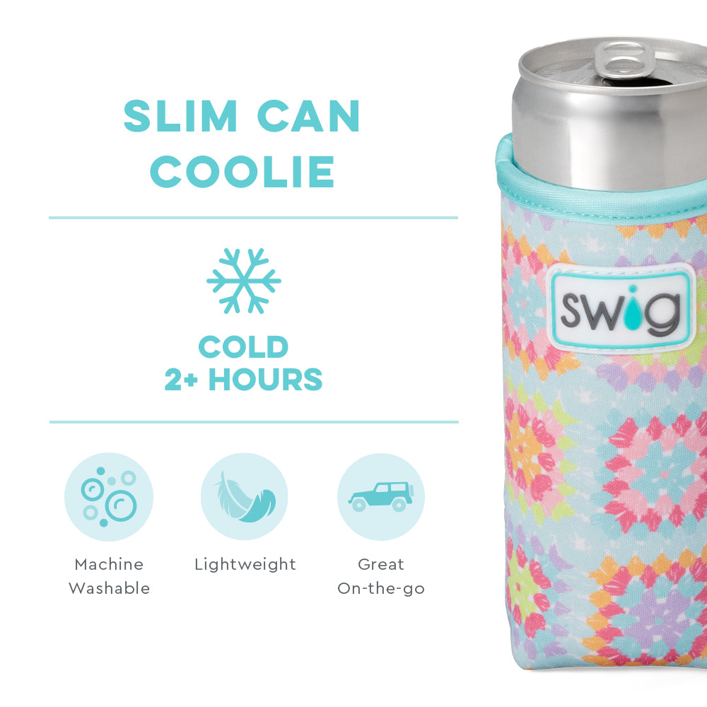 Crochet Granny Squares Slim Can Cooler Sleeve - Insulated Beverage Holder for 12oz Cans - Perfect for Parties, Picnics & Outdoor Events
