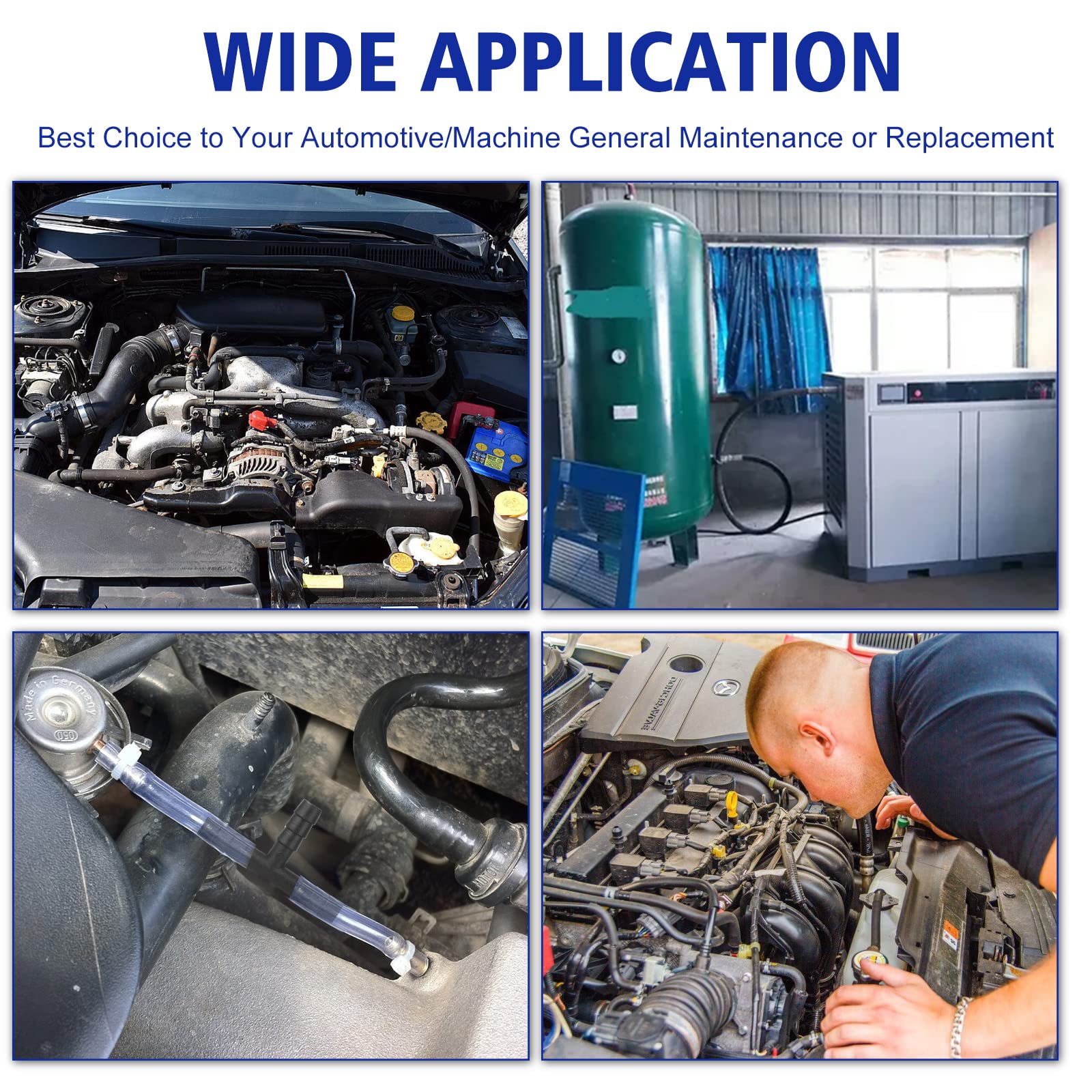 High-Temperature Vacuum Connector Assortment Kit - 240°C (460°F) Heat Resistant Nylon Automotive Vacuum Tubing Connectors & Tee Fittings - 115-Piece Set by BUSY-CORNER - Perfect for Car Engine Repairs, HVAC Systems, and Industrial Applications